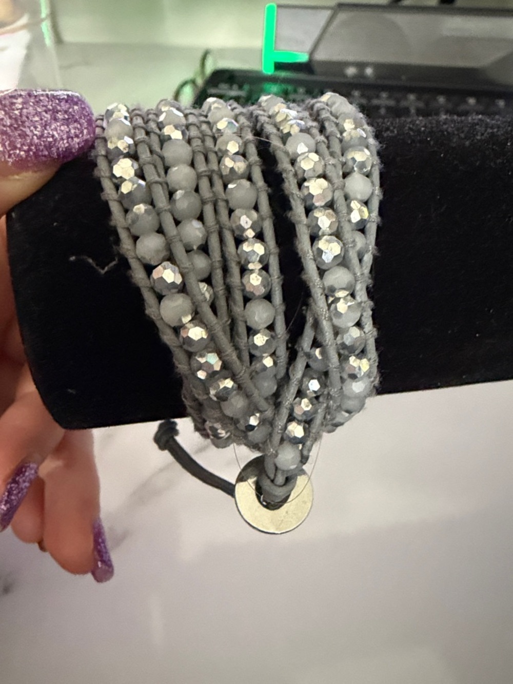 Victoria Emerson Gray Beaded Wrap Bracelet with Sparkle Accents - Picture 4 of 7